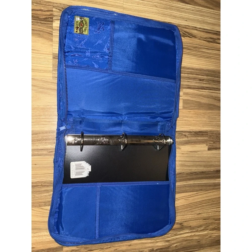 VTG‎ Stuart Hall Looney Tunes Zipper Binder Bugs Bunny Tasmanian Devil USA Blue